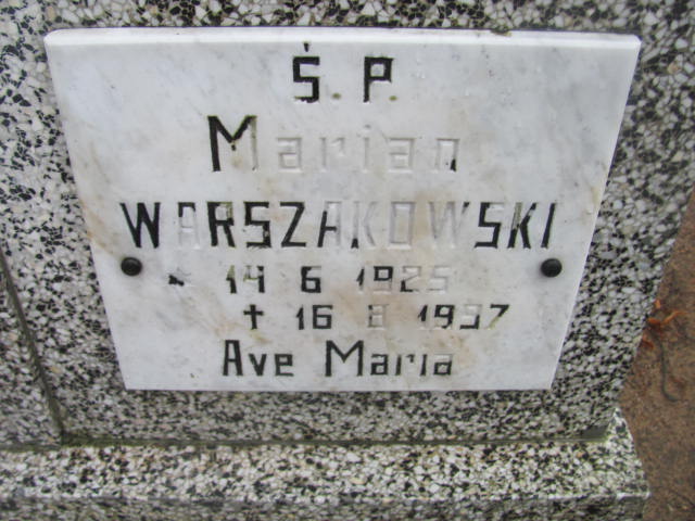 Marian Warszakowski 1925 Biały Bór - Grobonet - Wyszukiwarka osób pochowanych